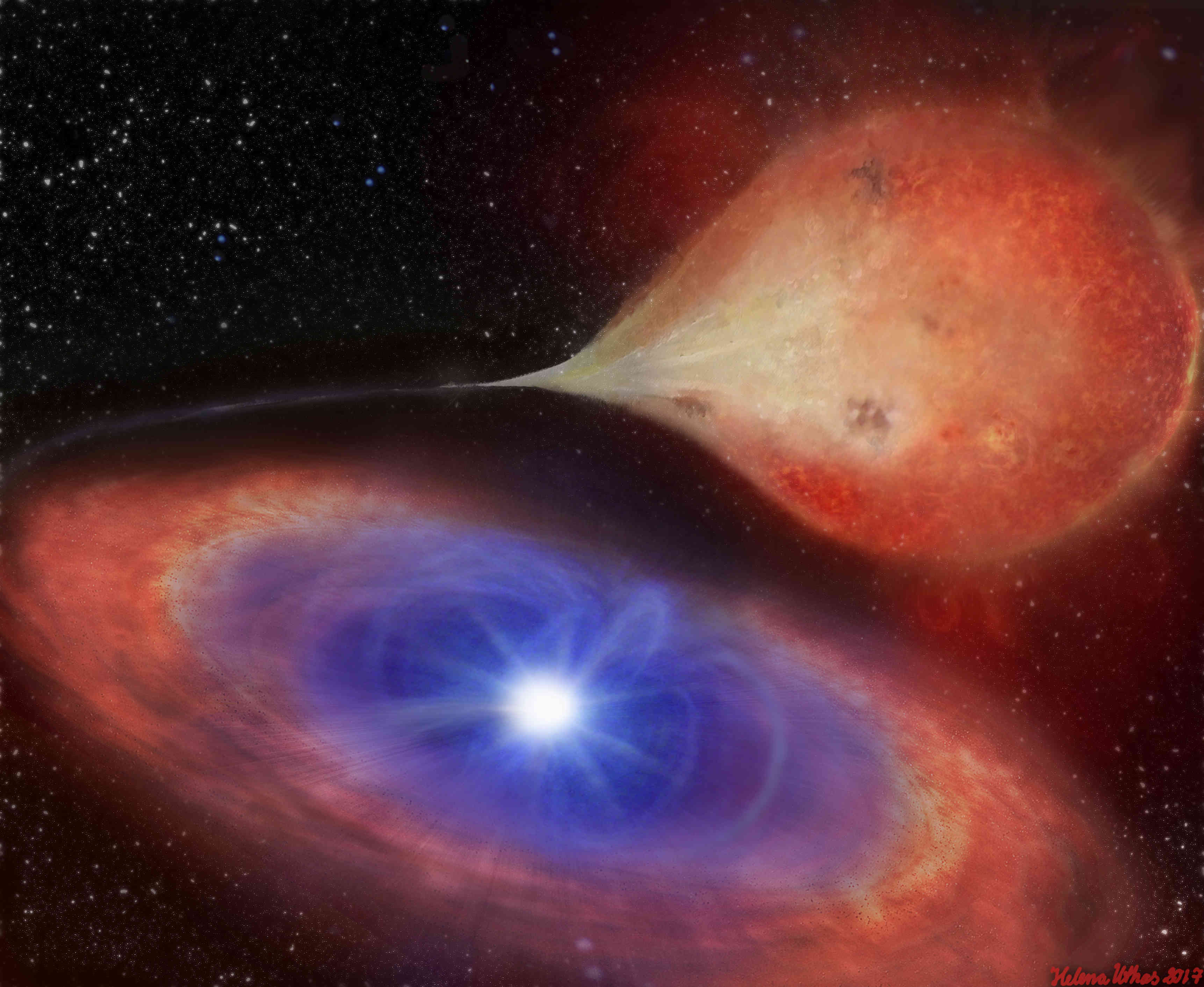 Schematic of accreting white dwarf MV Lyrae