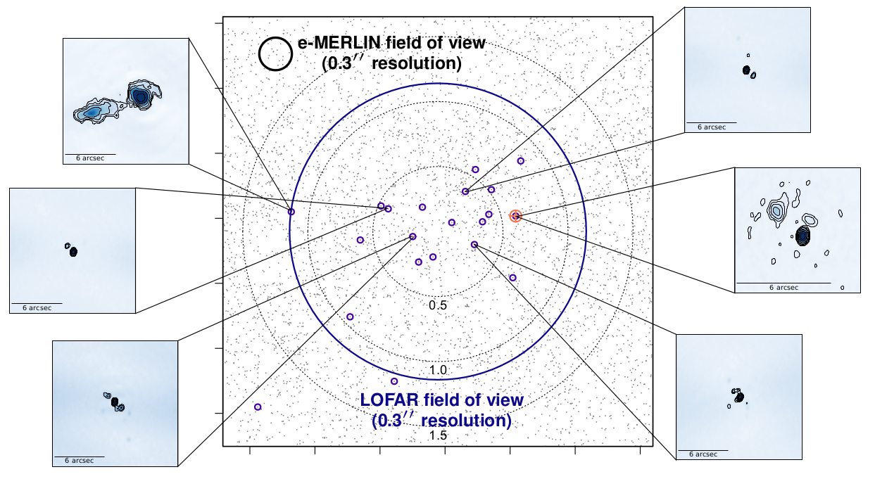 Comparison of LOFAR and e-MERLIN fields of view